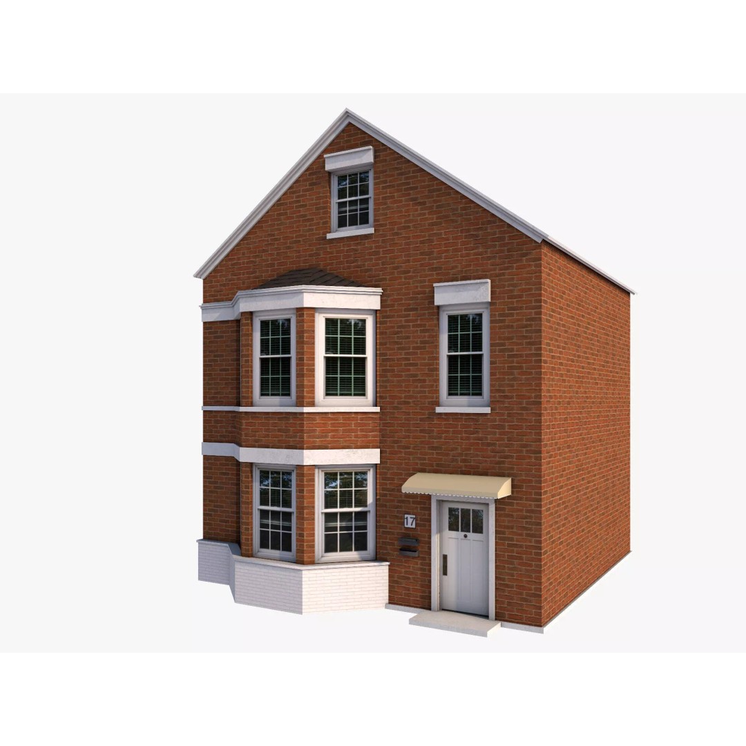 Chicago Houses 3D Model – Low Poly Exterior Building, FBX, Blender - View 12