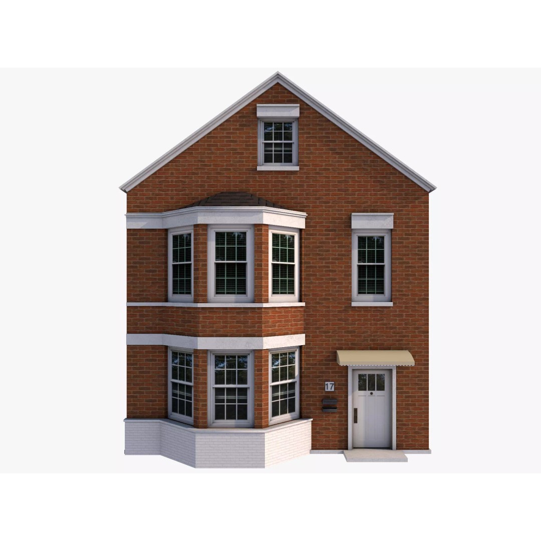 Chicago Houses 3D Model – Low Poly Exterior Building, FBX, Blender - View 13