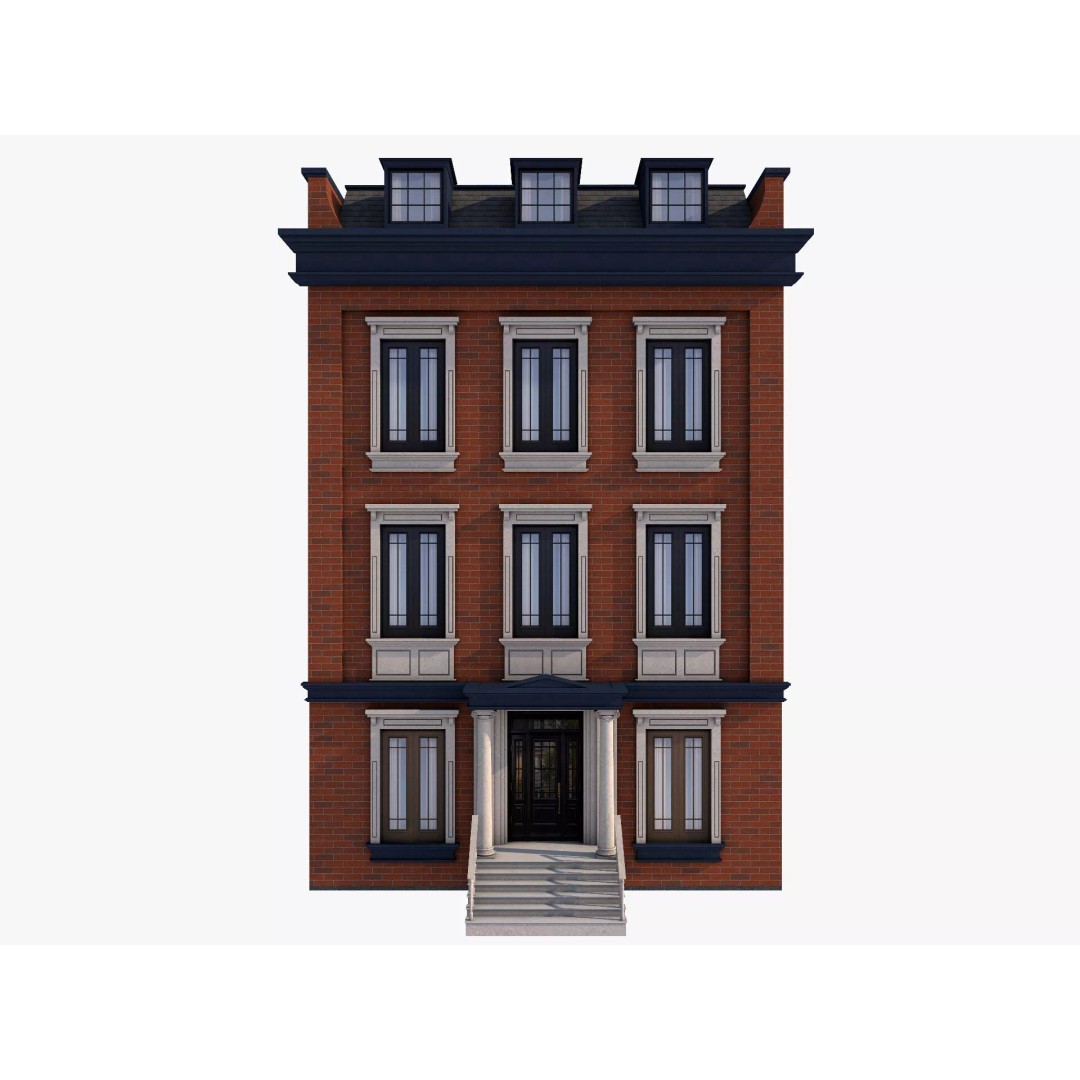 Chicago Houses 3D Model – Low Poly Exterior Building, FBX, Blender - View 16