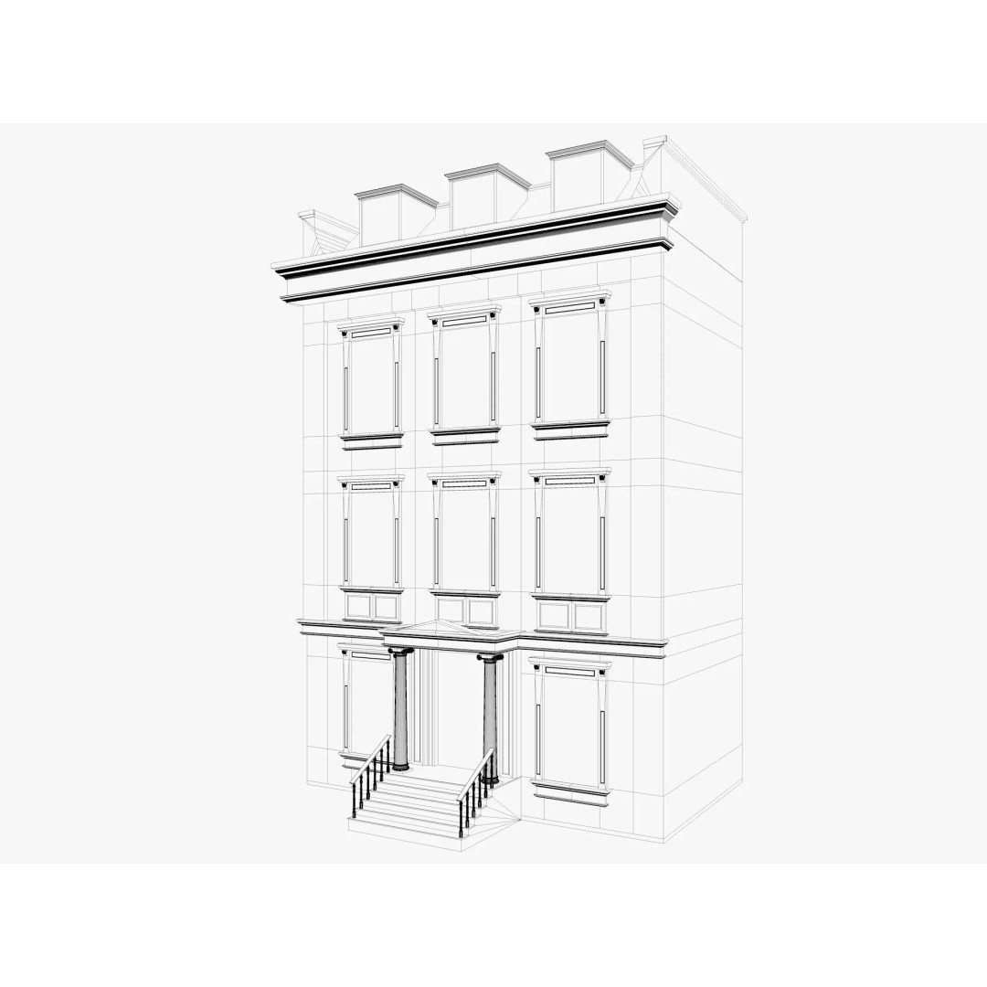 Chicago Houses 3D Model – Low Poly Exterior Building, FBX, Blender - View 17