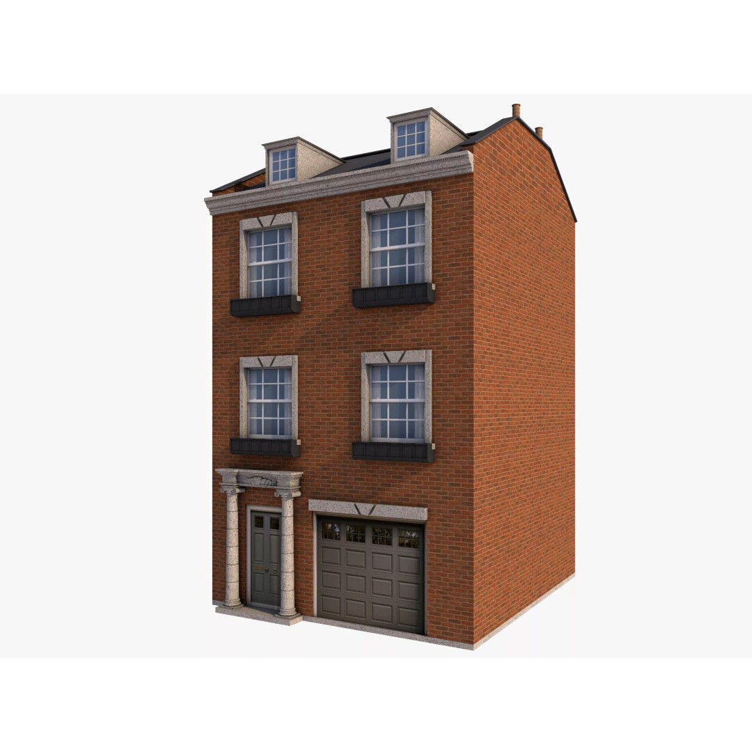 Chicago Houses 3D Model – Low Poly Exterior Building, FBX, Blender - View 18