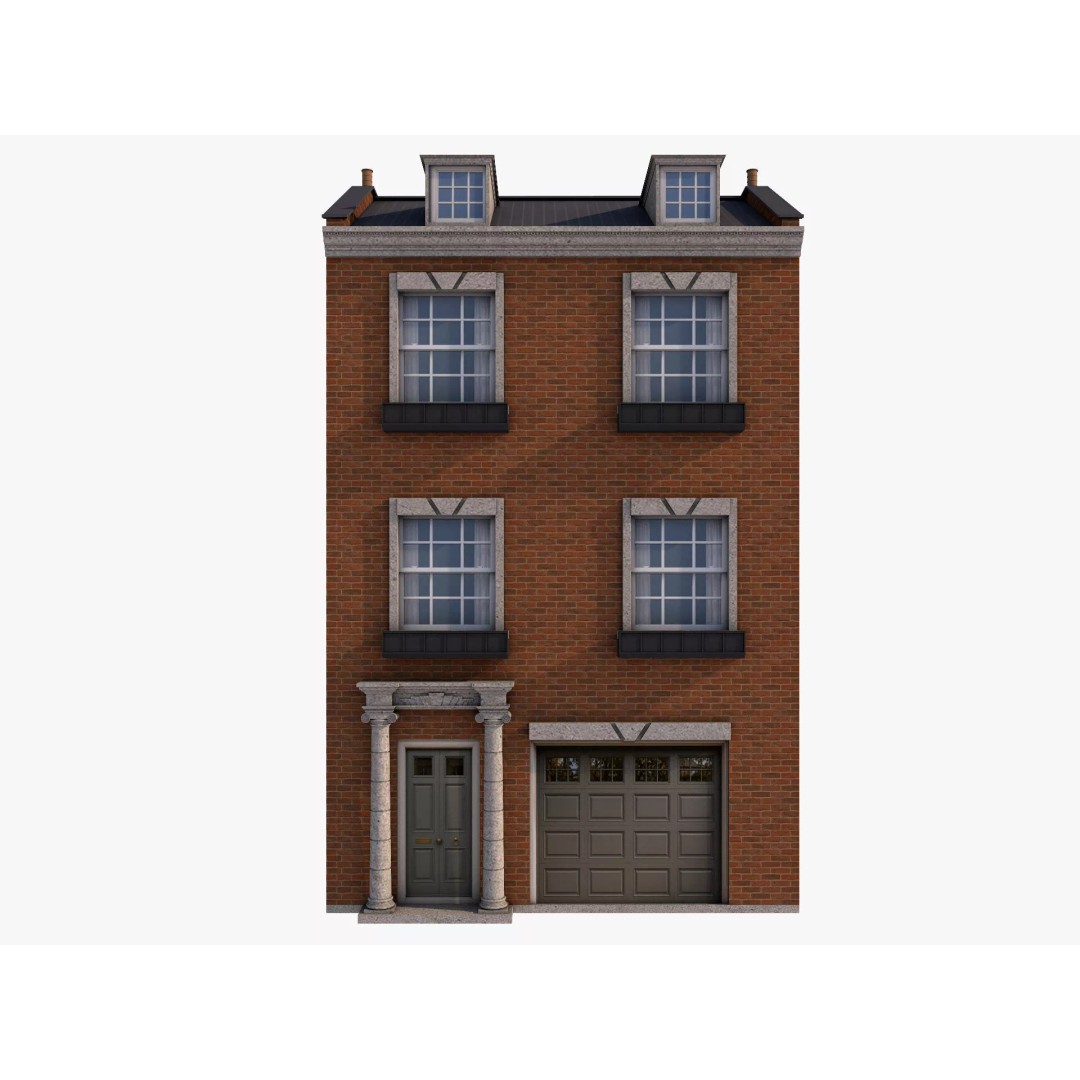 Chicago Houses 3D Model – Low Poly Exterior Building, FBX, Blender - View 19