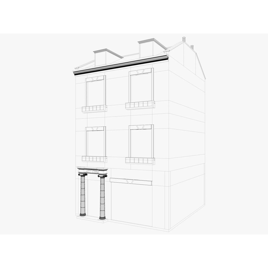 Chicago Houses 3D Model – Low Poly Exterior Building, FBX, Blender - View 20