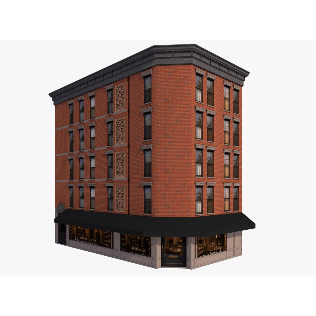Chicago Houses 3D Model – Low Poly Exterior Building, FBX, Blender - View 21