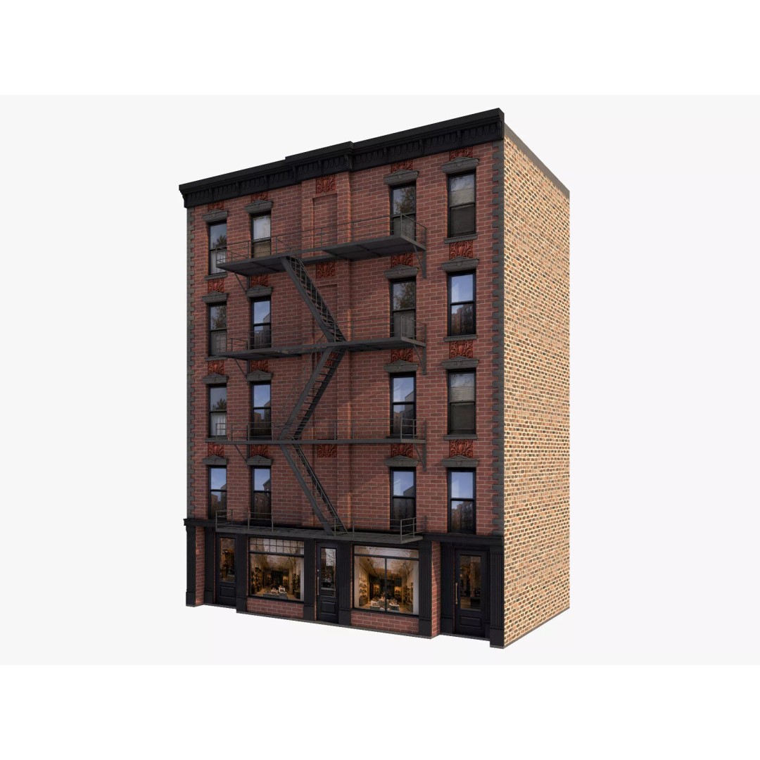 Chicago Houses 3D Model – Low Poly Exterior Building, FBX, Blender - View 24