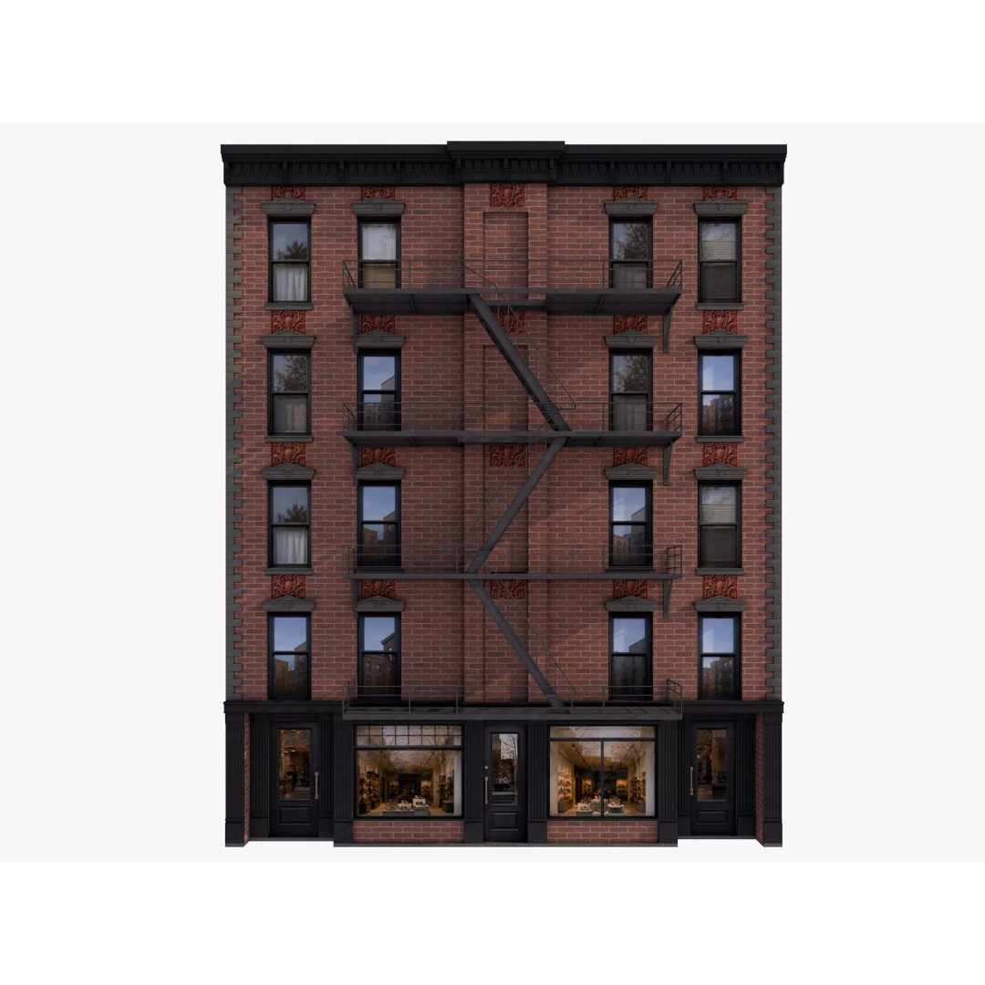 Chicago Houses 3D Model – Low Poly Exterior Building, FBX, Blender - View 25
