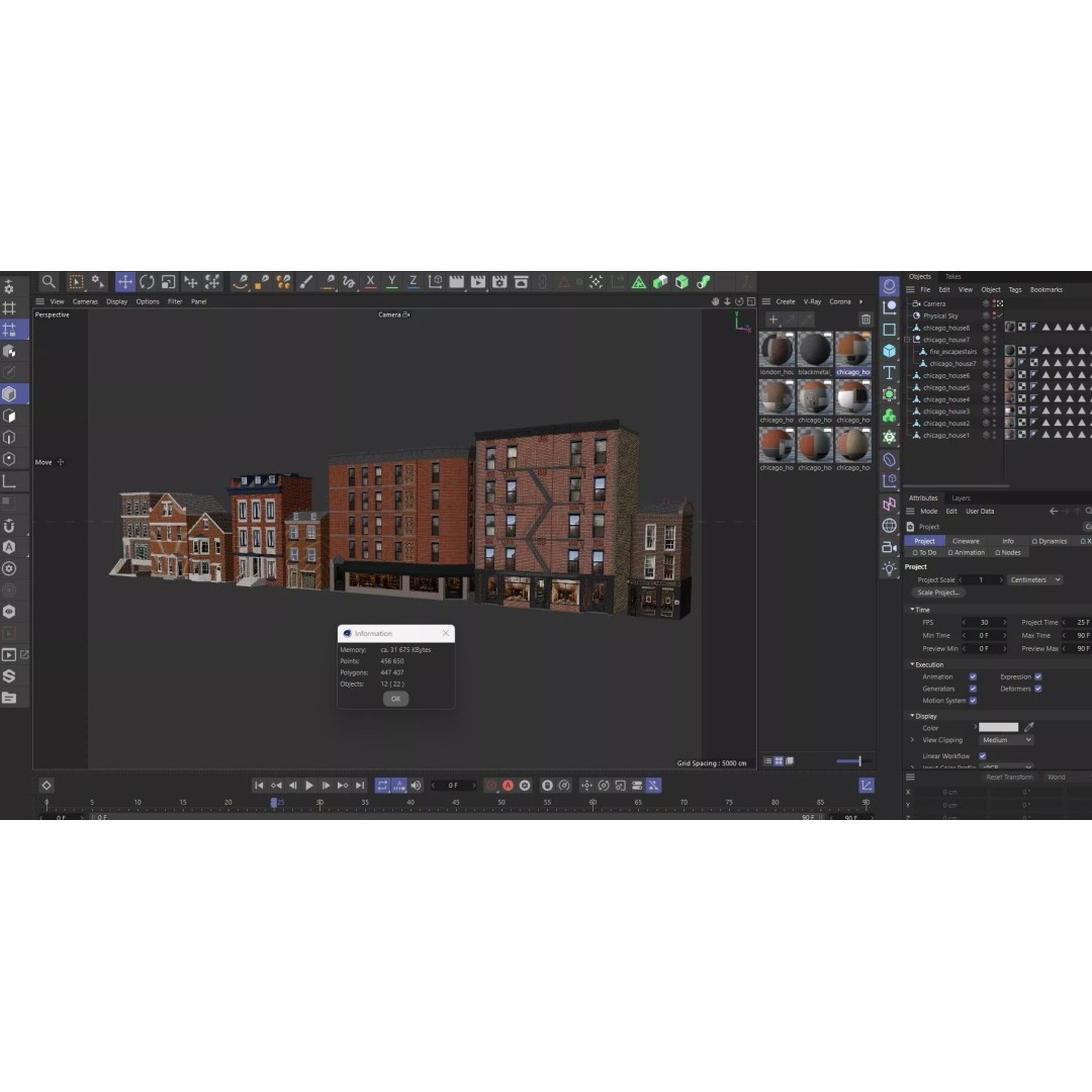 Chicago Houses 3D Model – Low Poly Exterior Building, FBX, Blender - View 29
