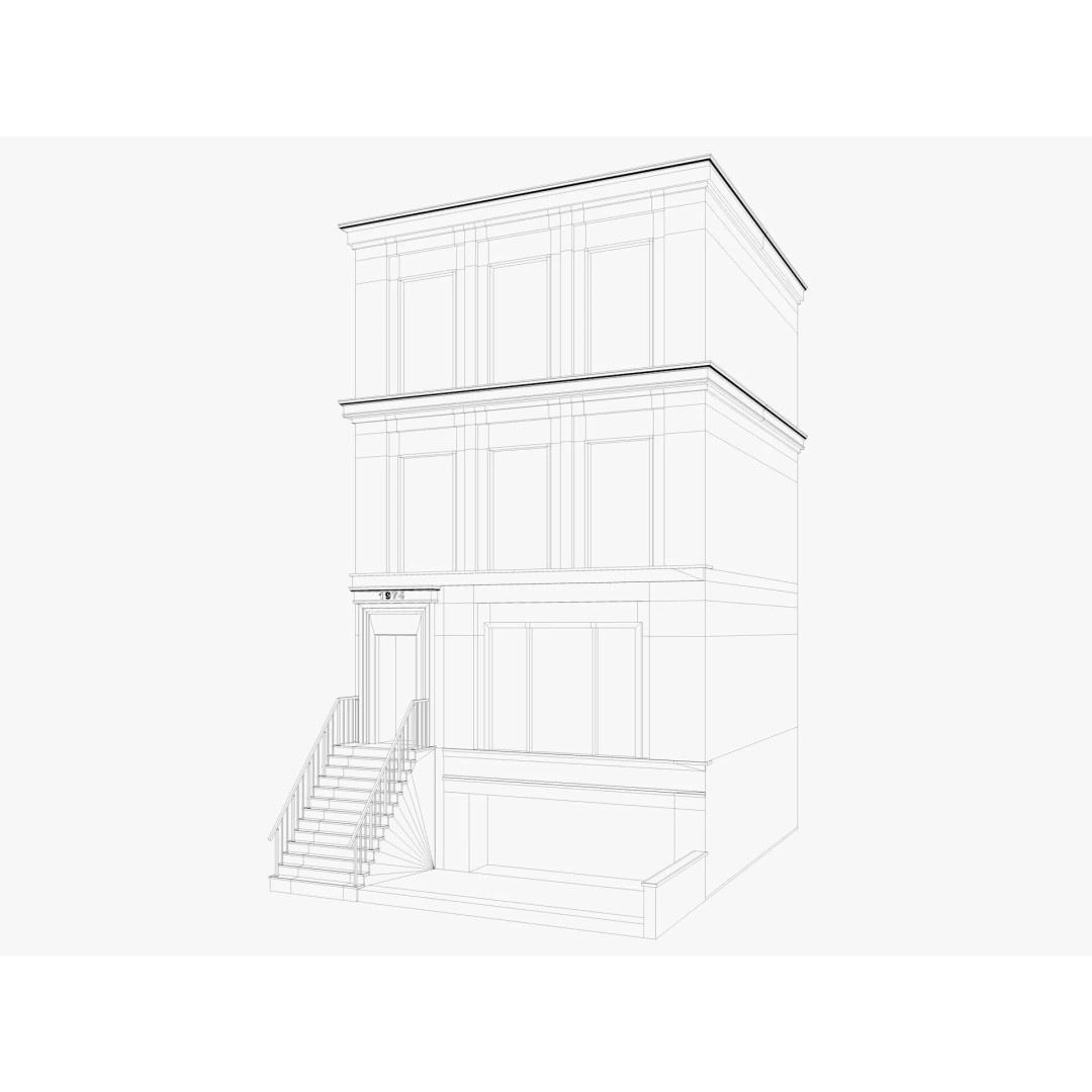 Chicago Houses 3D Model – Low Poly Exterior Building, FBX, Blender - View 8