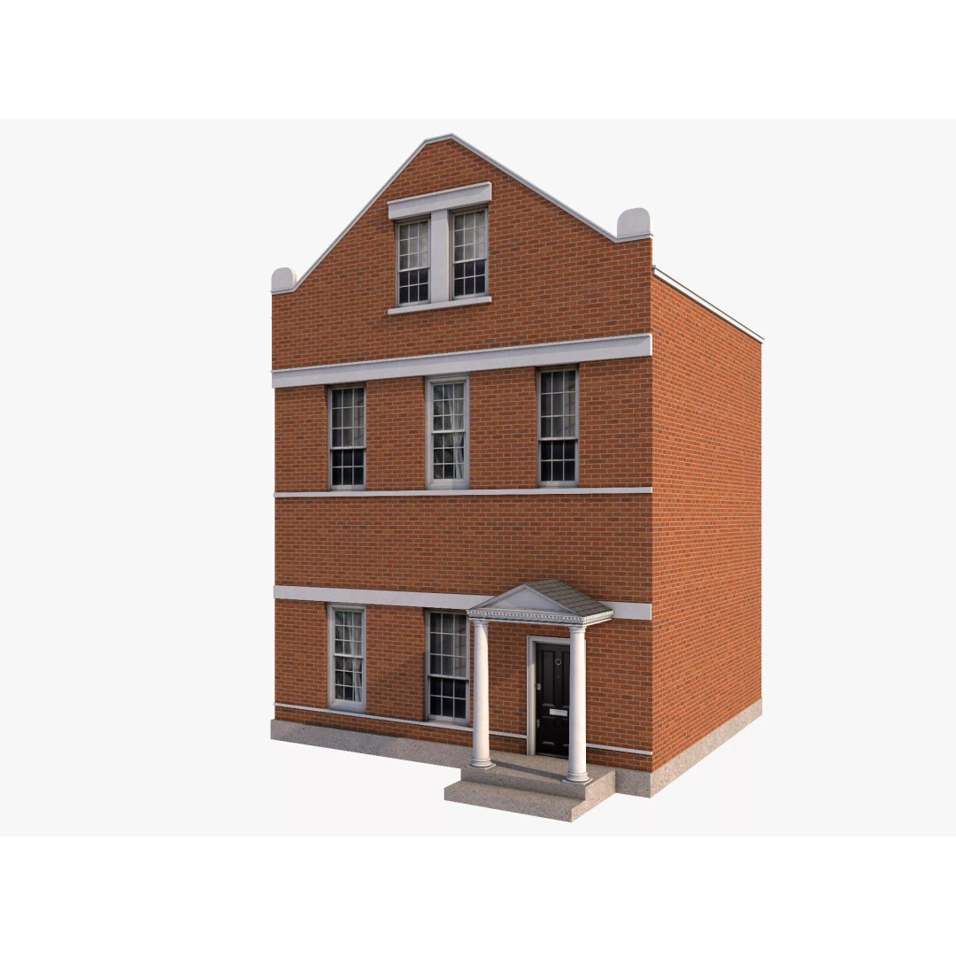 Chicago Houses 3D Model – Low Poly Exterior Building, FBX, Blender - View 9