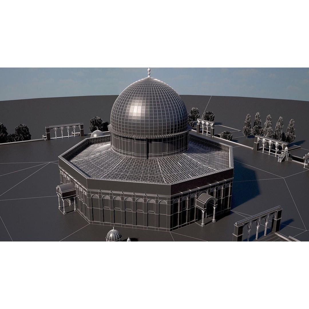 Dome of the Rock 3D Model – High Detail Architectural Landmark, FBX, OBJ