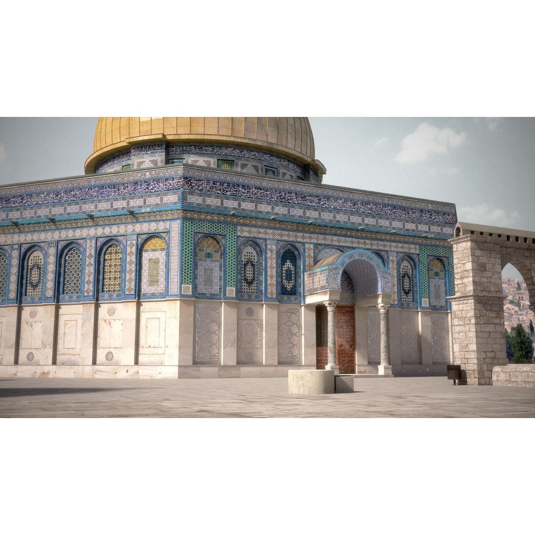 Dome of the Rock 3D Model – High Detail Architectural Landmark, FBX, OBJ - View 11