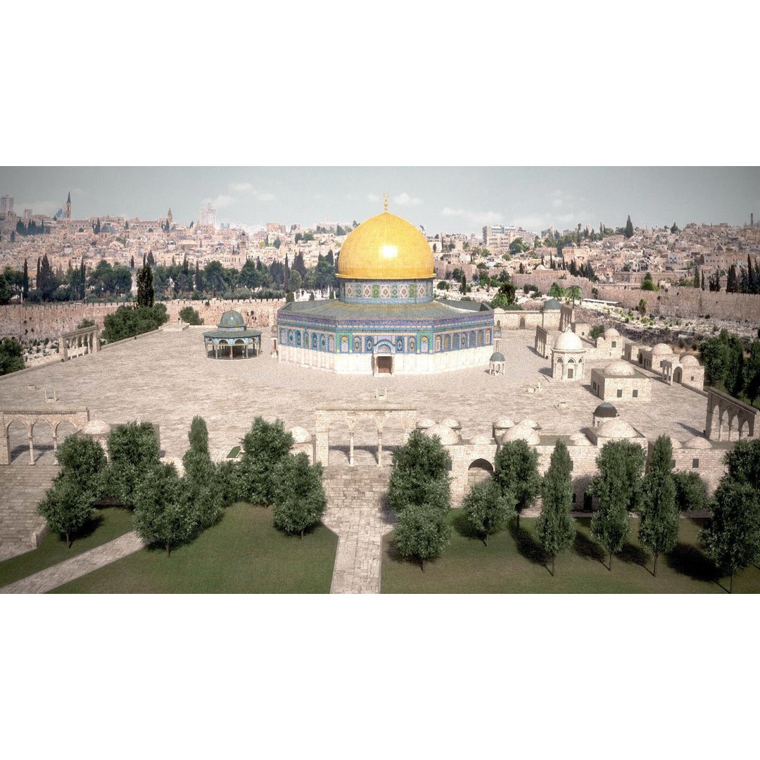 Dome of the Rock 3D Model – High Detail Architectural Landmark, FBX, OBJ - View 14