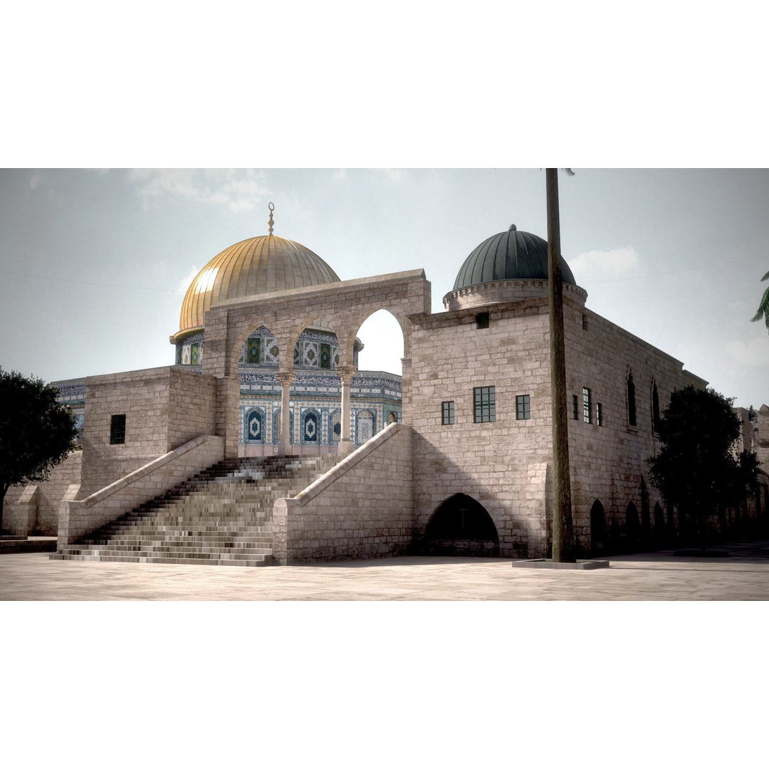 Dome of the Rock 3D Model – High Detail Architectural Landmark, FBX, OBJ - View 9