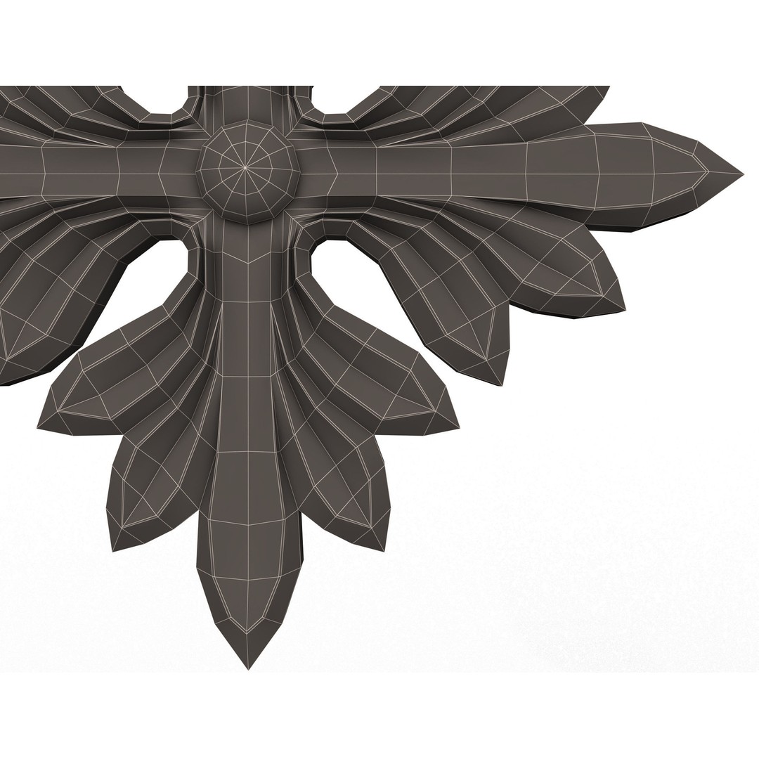 Rosette Carved Decoration 3D Model – Low Poly Architectural Ornament, FBX