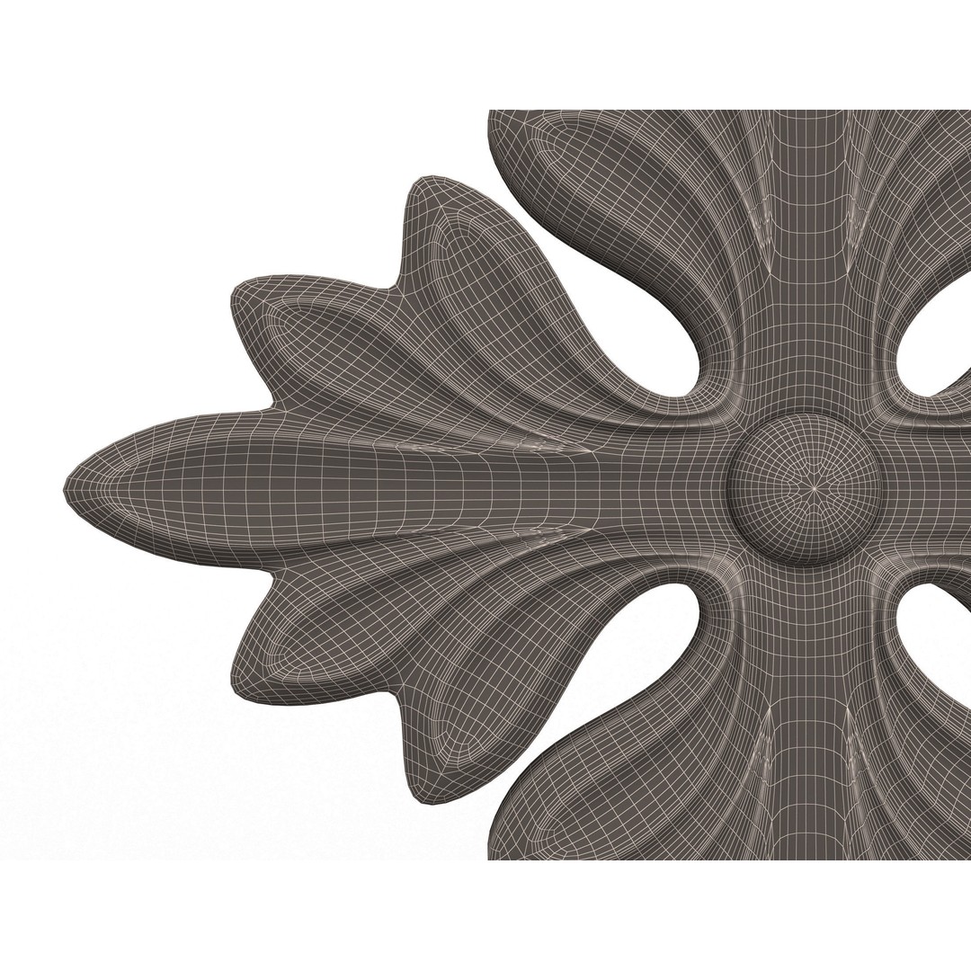 Rosette Carved Decoration 3D Model – Low Poly Architectural Ornament, FBX - View 10