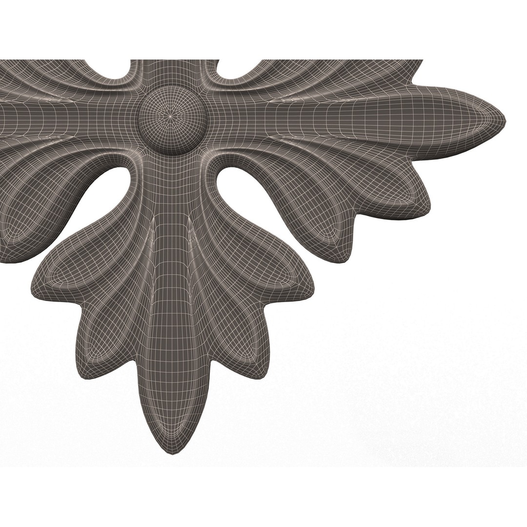 Rosette Carved Decoration 3D Model – Low Poly Architectural Ornament, FBX - View 11