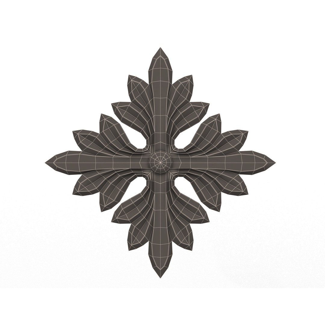 Rosette Carved Decoration 3D Model – Low Poly Architectural Ornament, FBX - View 12
