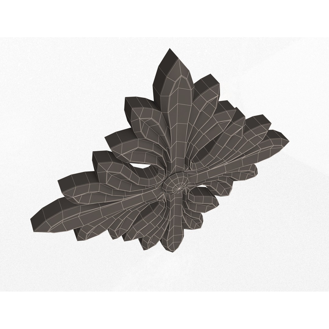 Rosette Carved Decoration 3D Model – Low Poly Architectural Ornament, FBX - View 13