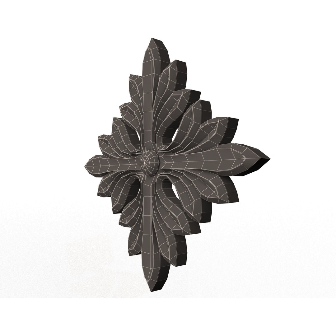 Rosette Carved Decoration 3D Model – Low Poly Architectural Ornament, FBX - View 14