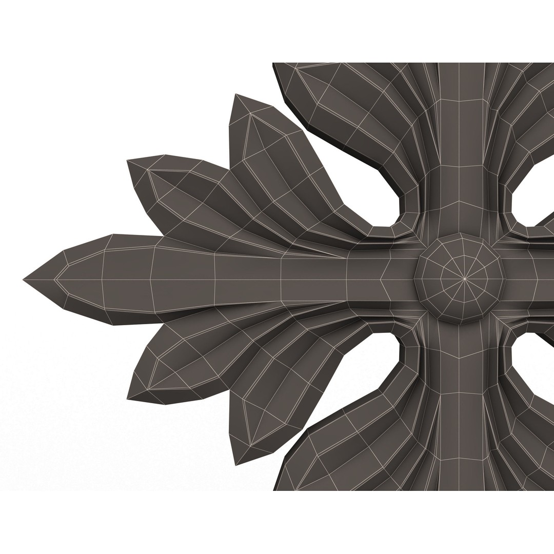 Rosette Carved Decoration 3D Model – Low Poly Architectural Ornament, FBX - View 15