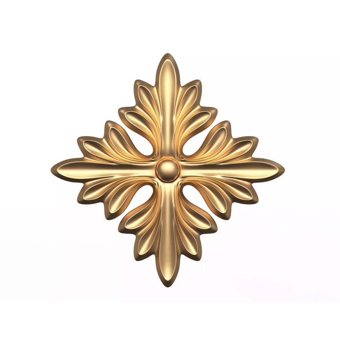 Rosette Carved Decoration 3D Model – Low Poly Architectural Ornament, FBX - View 2