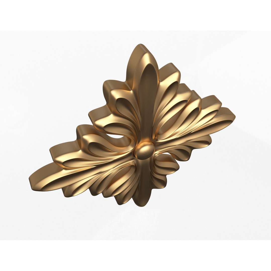 Rosette Carved Decoration 3D Model – Low Poly Architectural Ornament, FBX - View 3