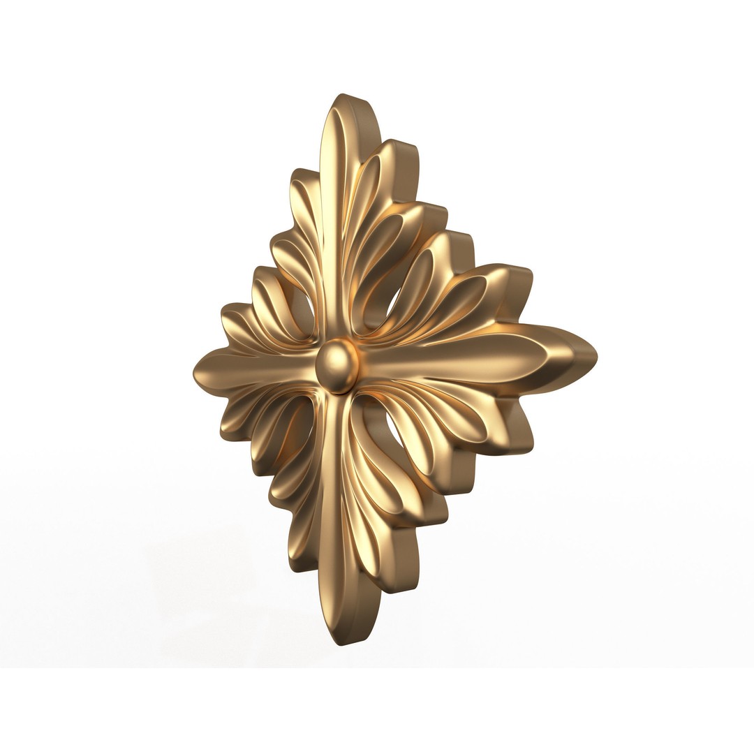 Rosette Carved Decoration 3D Model – Low Poly Architectural Ornament, FBX - View 4