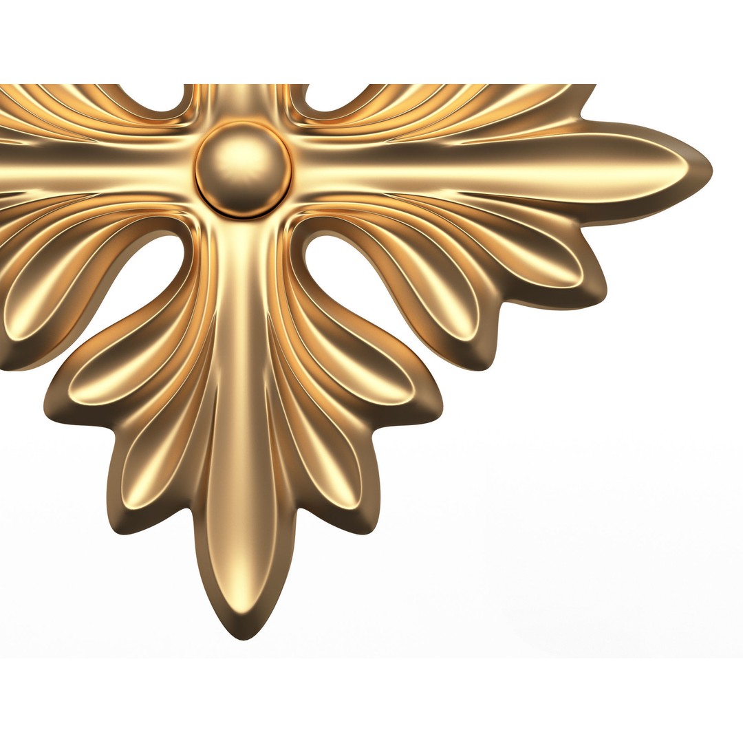 Rosette Carved Decoration 3D Model – Low Poly Architectural Ornament, FBX - View 5