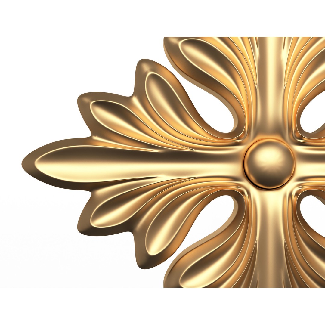 Rosette Carved Decoration 3D Model – Low Poly Architectural Ornament, FBX - View 6