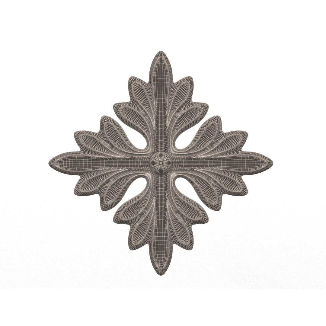 Rosette Carved Decoration 3D Model – Low Poly Architectural Ornament, FBX - View 7