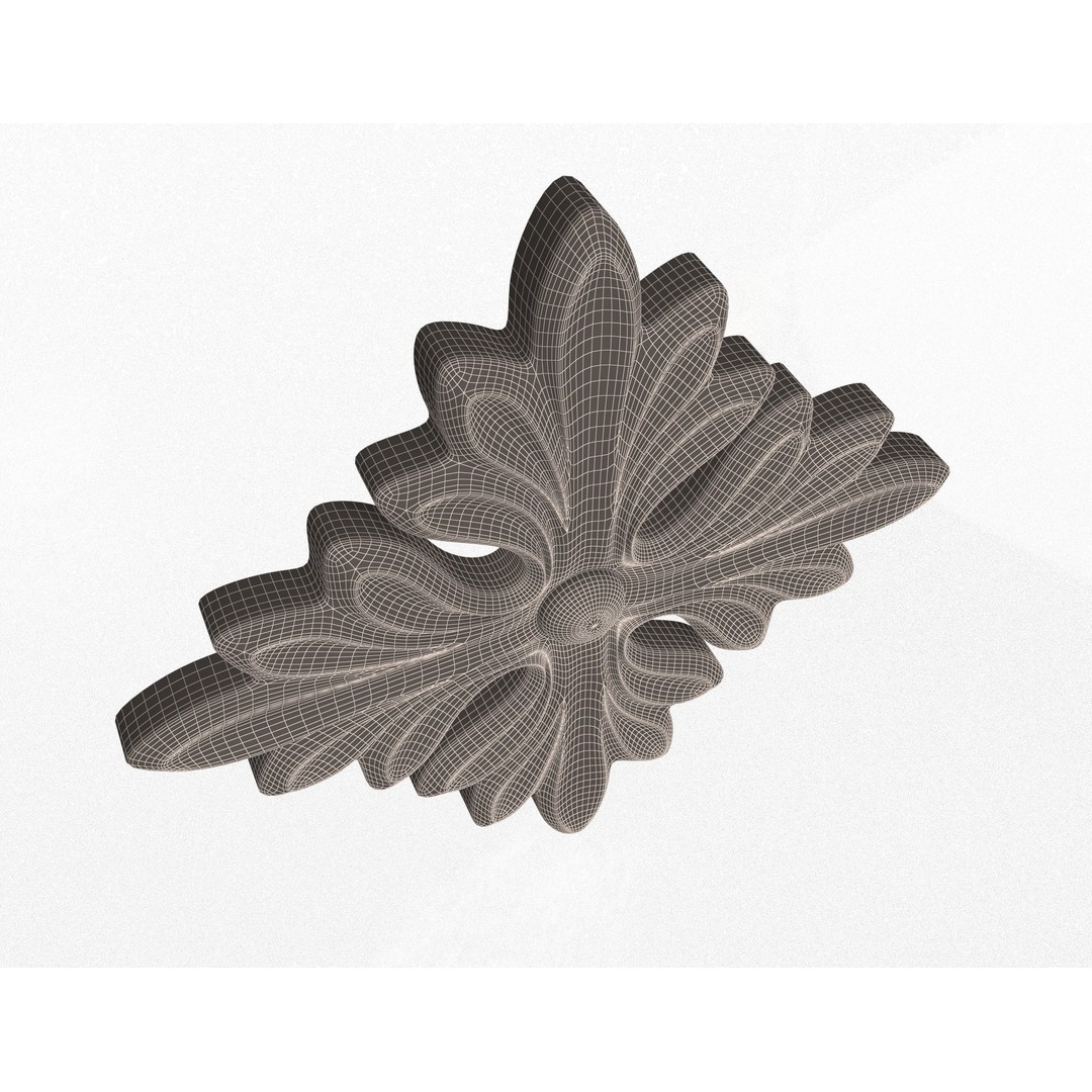 Rosette Carved Decoration 3D Model – Low Poly Architectural Ornament, FBX - View 8