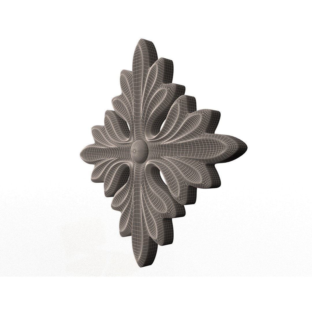 Rosette Carved Decoration 3D Model – Low Poly Architectural Ornament, FBX - View 9