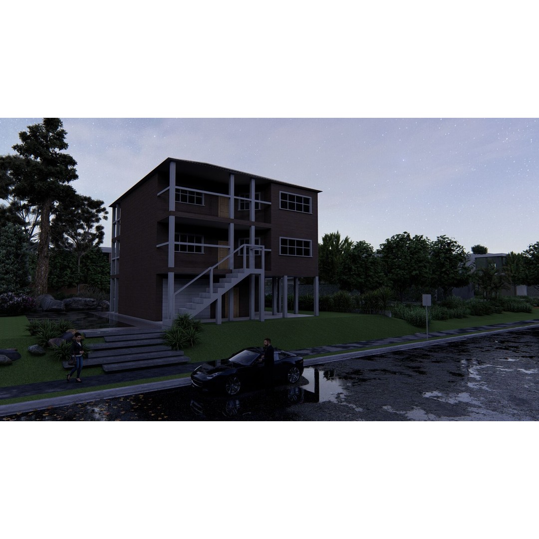 Villa 3D Model – Modern Luxury House with PBR Textures, FBX - View 12