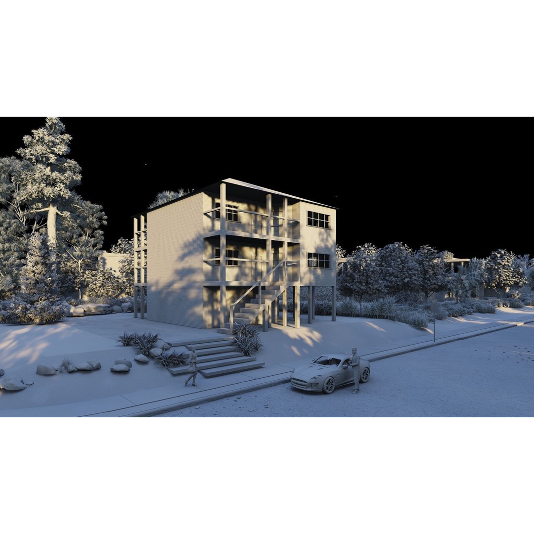 Villa 3D Model – Modern Luxury House with PBR Textures, FBX - View 3