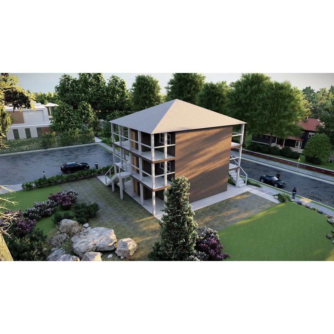 Villa 3D Model – Modern Luxury House with PBR Textures, FBX - View 6