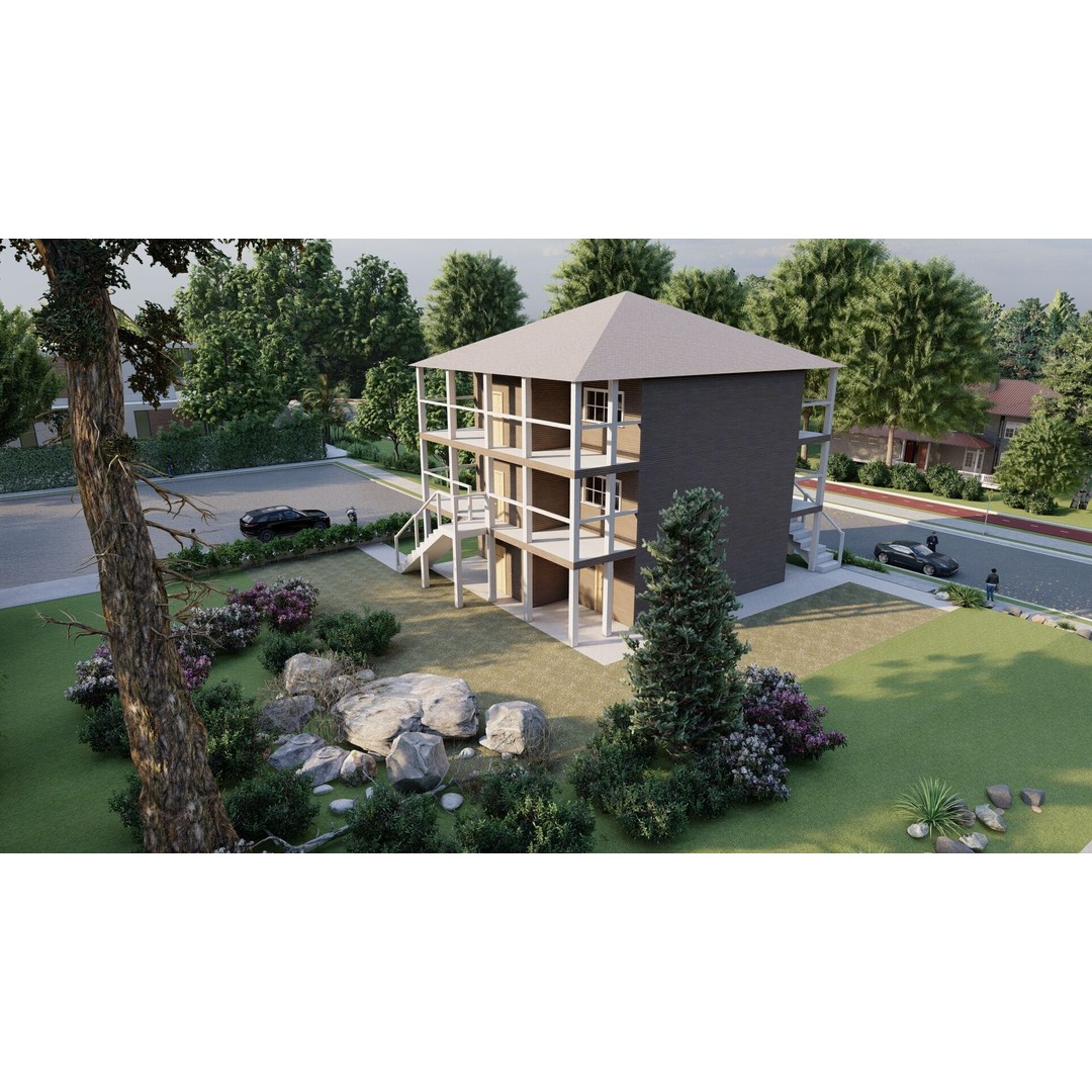 Villa 3D Model – Modern Luxury House with PBR Textures, FBX - View 9