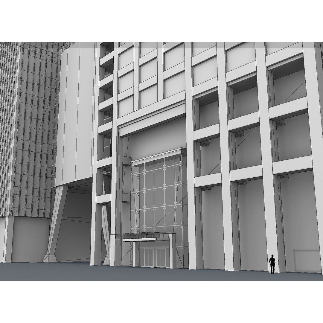London 25 Bank Street 3D Model – Low Poly Skyscraper for Unity/Unreal - View 12