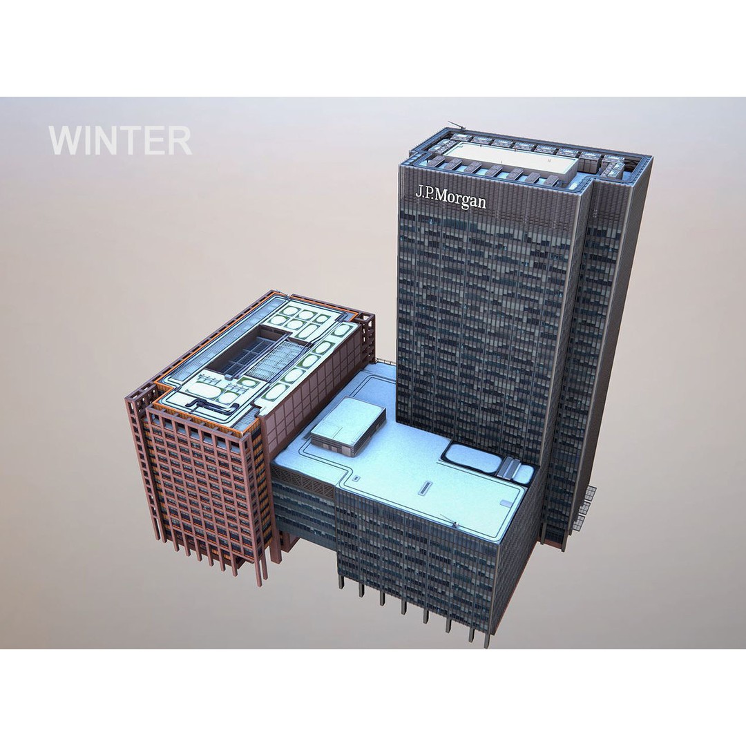 London 25 Bank Street 3D Model – Low Poly Skyscraper for Unity/Unreal - View 14