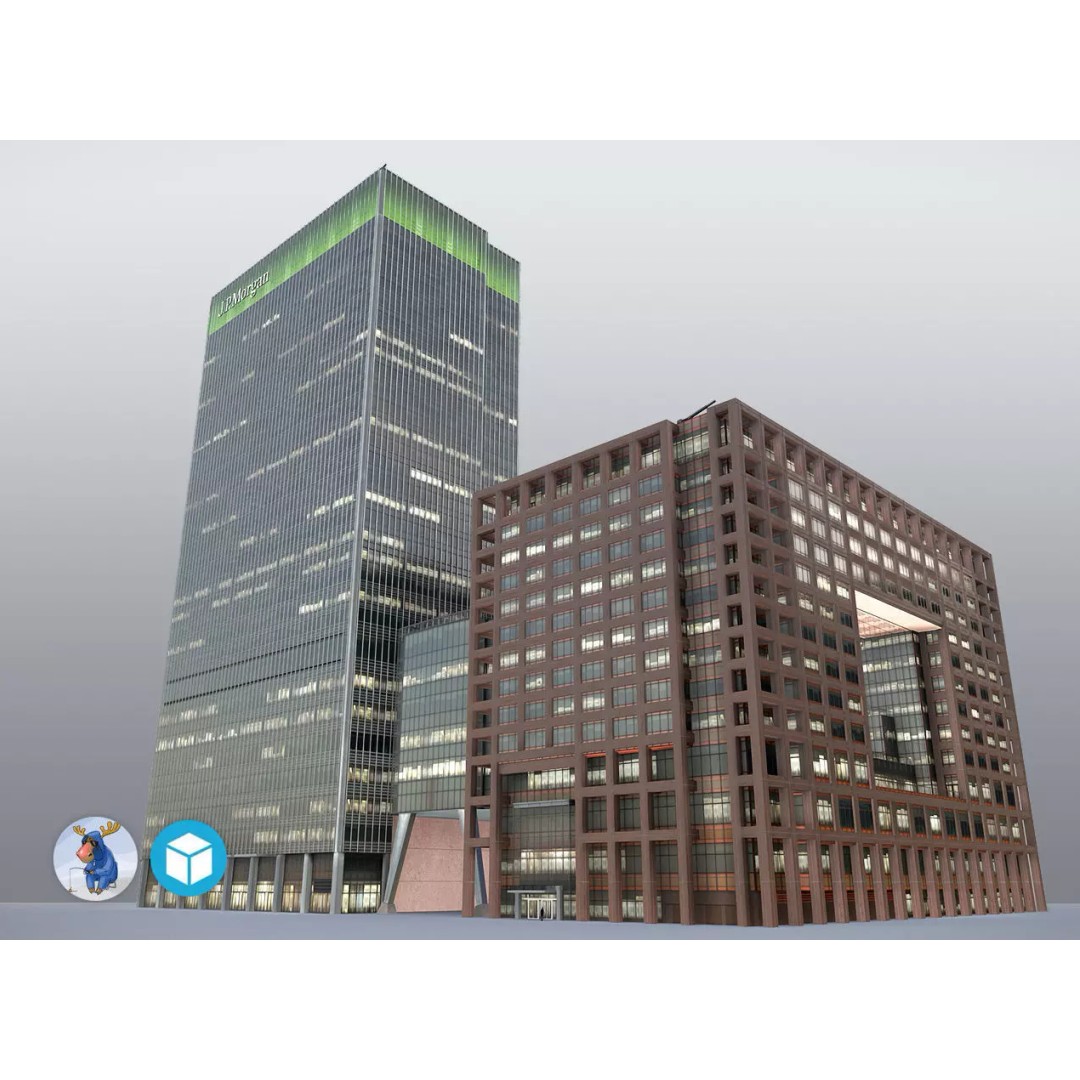 London 25 Bank Street 3D Model – Low Poly Skyscraper for Unity/Unreal - View 2