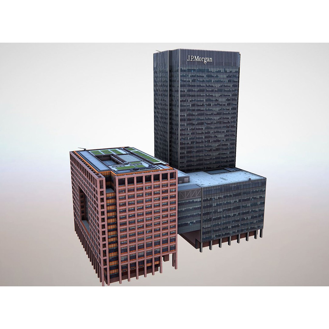 London 25 Bank Street 3D Model – Low Poly Skyscraper for Unity/Unreal - View 25