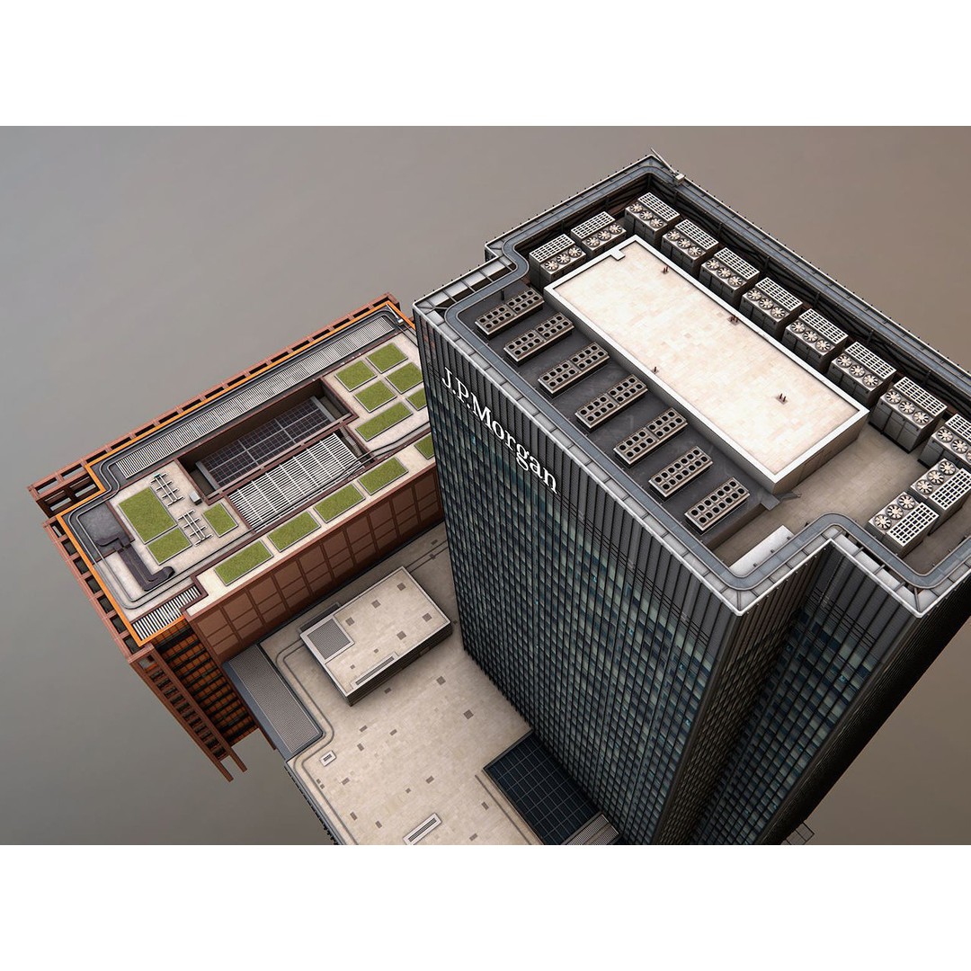 London 25 Bank Street 3D Model – Low Poly Skyscraper for Unity/Unreal - View 27