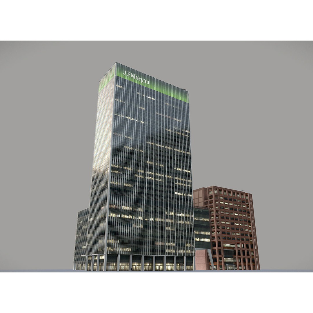 London 25 Bank Street 3D Model – Low Poly Skyscraper for Unity/Unreal - View 6
