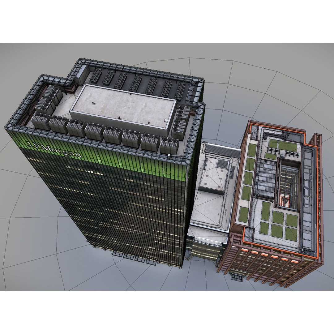 London 25 Bank Street 3D Model – Low Poly Skyscraper for Unity/Unreal - View 7
