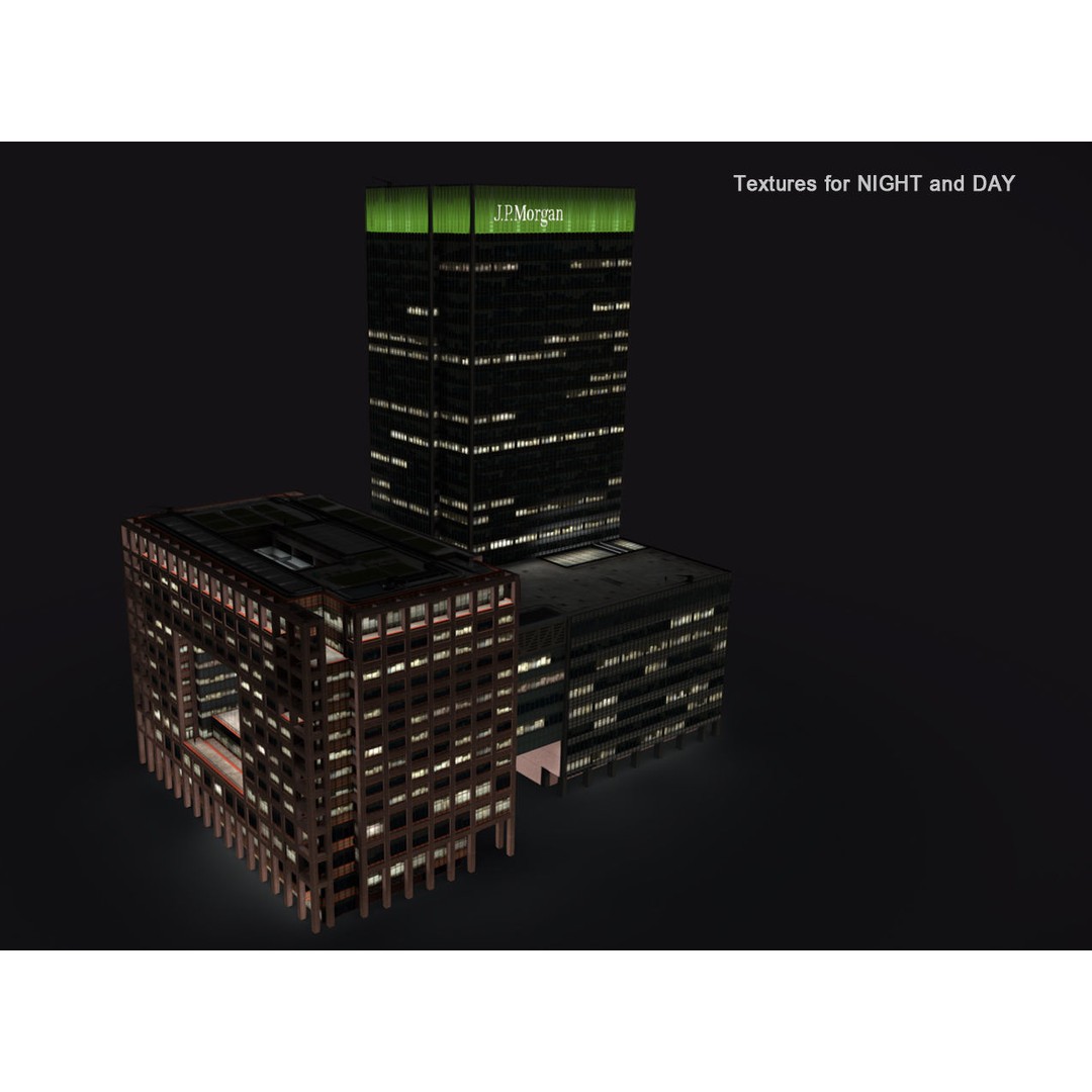 London 25 Bank Street 3D Model – Low Poly Skyscraper for Unity/Unreal - View 8