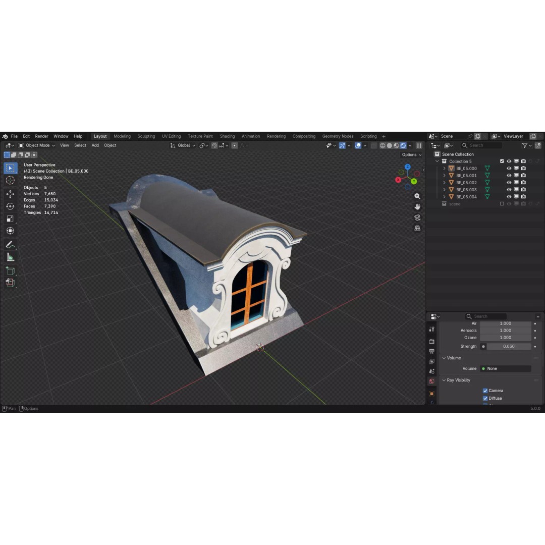 Building Element 3D Model – Low Poly Textured Asset, FBX, Blender - View 10