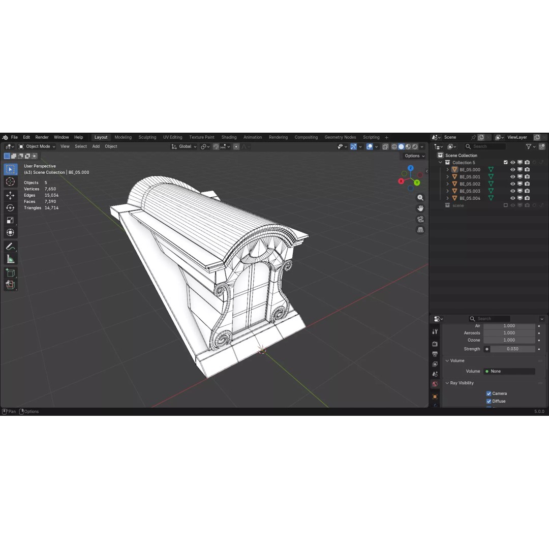 Building Element 3D Model – Low Poly Textured Asset, FBX, Blender - View 14