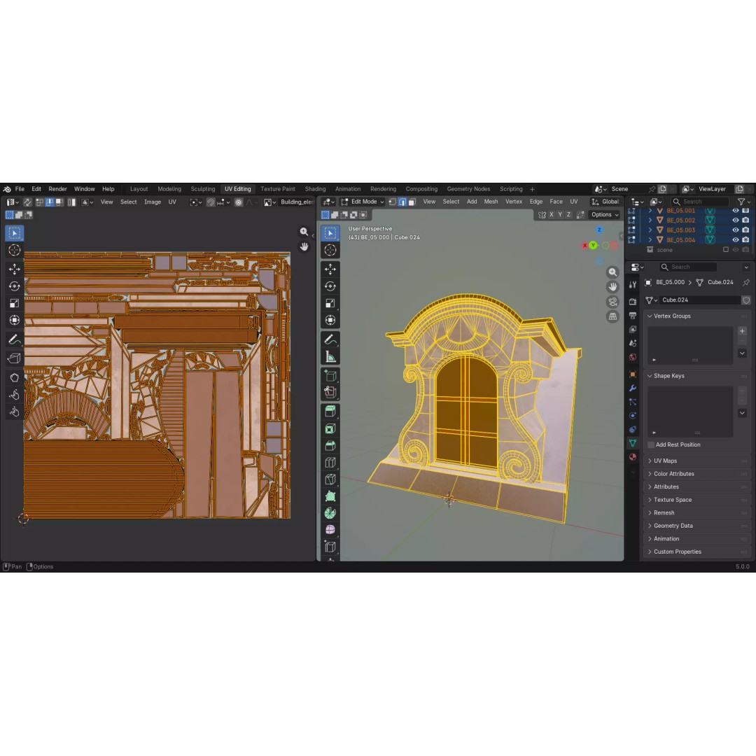 Building Element 3D Model – Low Poly Textured Asset, FBX, Blender - View 15