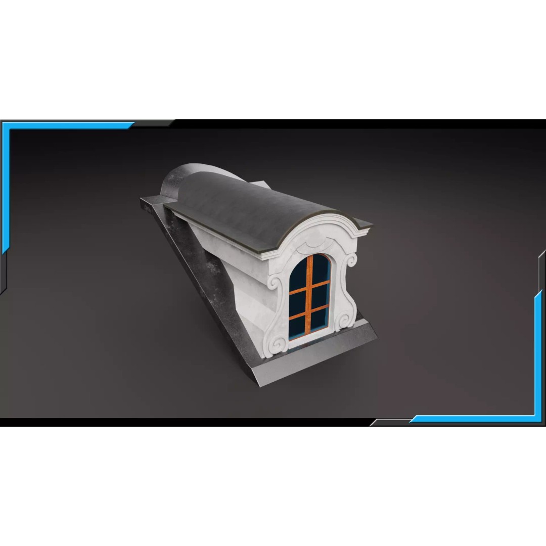 Building Element 3D Model – Low Poly Textured Asset, FBX, Blender - View 2