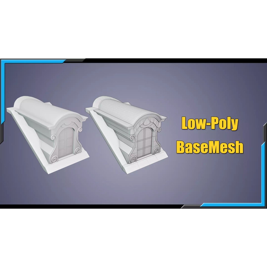 Building Element 3D Model – Low Poly Textured Asset, FBX, Blender - View 6
