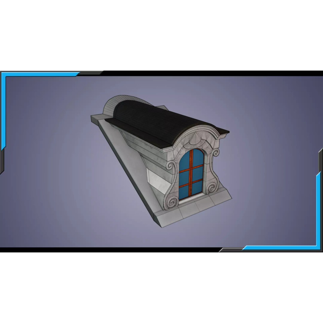Building Element 3D Model – Low Poly Textured Asset, FBX, Blender - View 9